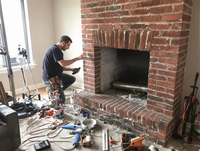 Brunswick Chimney Sweep specialist finalizing chimney liner service in Brunswick, GA