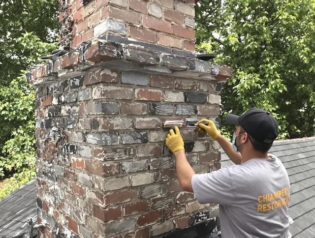 In-progress chimney restoration by Brunswick Chimney Sweep in Brunswick, GA